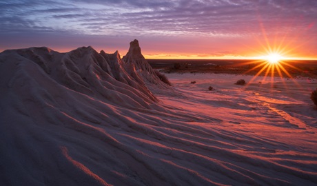 Sunrise over desert landscape at Mungo National Park. Credit: © Adam Edwards