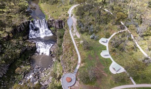 Aerial view of Ebor Falls and walking tracks, Guy Fawkes River National Park. Photo: David Waugh, © DCCEEW