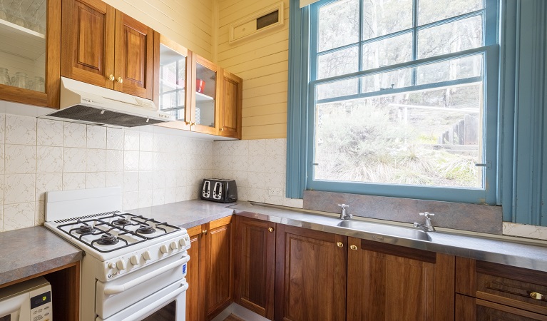 Yarrangobilly Caves House west wing kitchen, Kosciuszko National Park. Photo: Murray Vanderveer