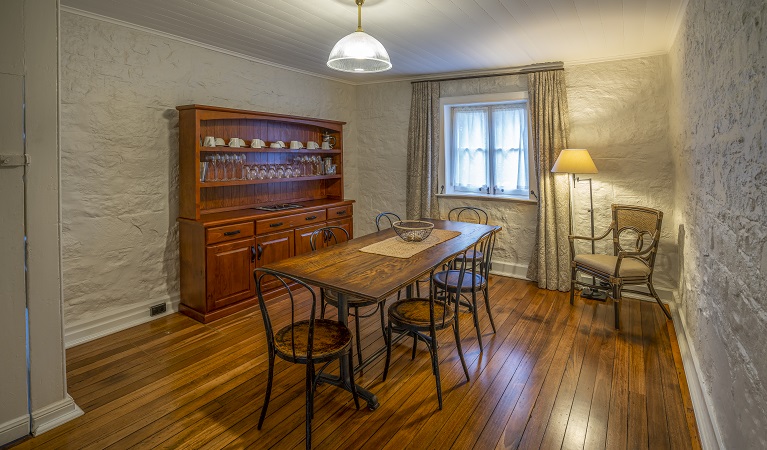 Gardeners Cottage dining room, Sydney Harbour National Park. Photo: John Spencer/DPIE