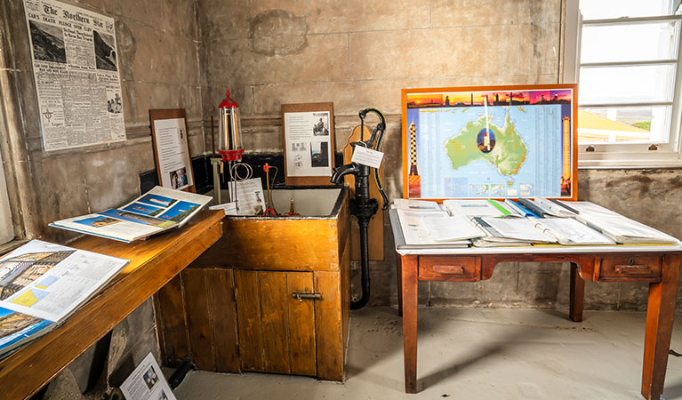 Maps and displays at Cape Byron Lighthouse Museum, Walgun Cape Byron State Conservation Area. Photo: John Spencer/OEH.